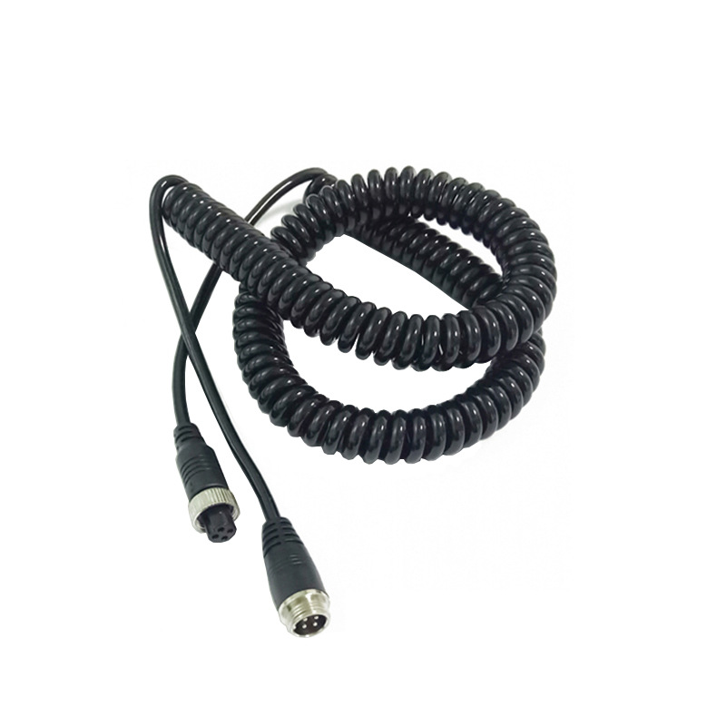 10m 4‑6 Pin Aviation Spiral Cable – Flexible Coil for Trailer & Truck CCTV