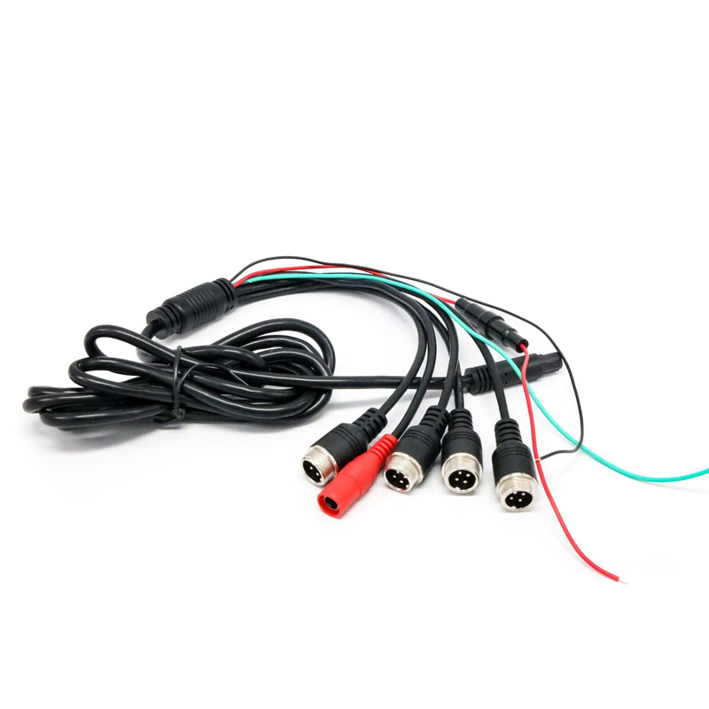 Multifunction 8Pin Female Head to 4 Aviation Male DC Adapter Cable Monitoring CCTV Vehicle Camera